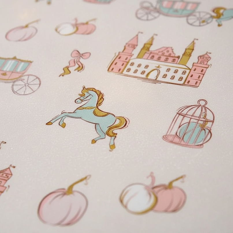 carriage castle allover unicorn bedding - detail