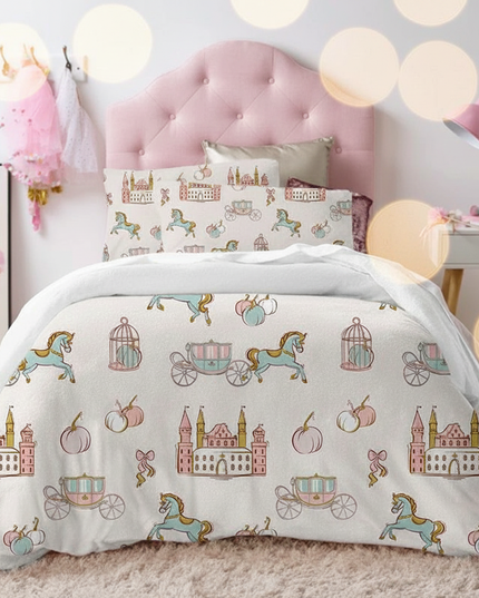carriage castle allover unicorn bedding - lifestyle