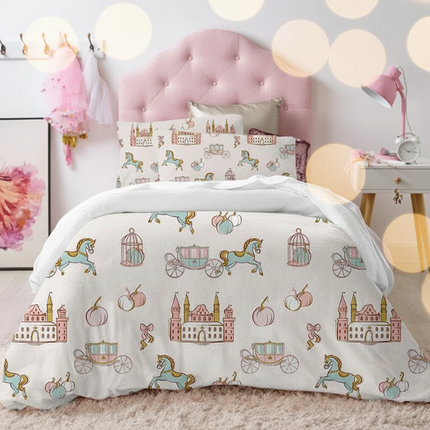 carriage castle allover unicorn bedding - lifestyle