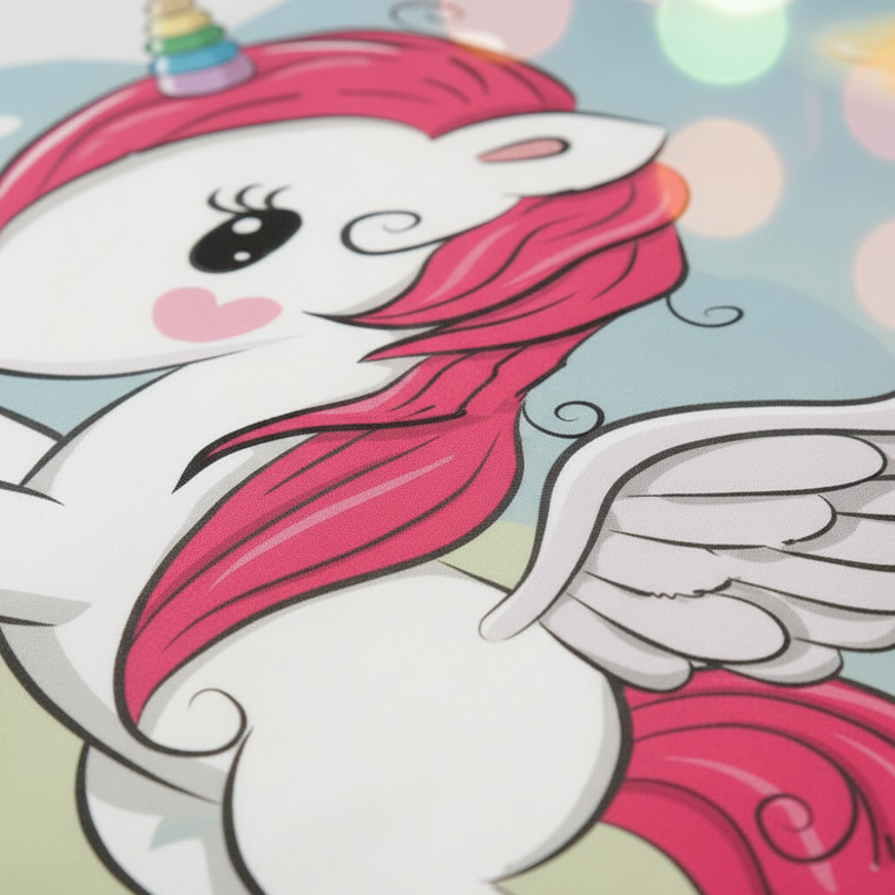 cartoon unicorn bedding - detail