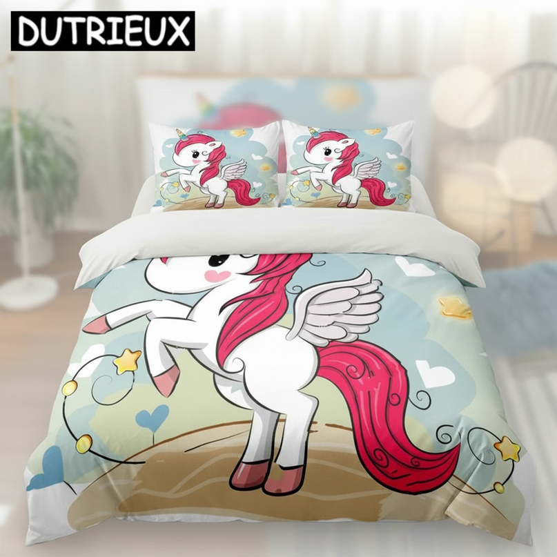 cartoon unicorn bedding - lifestyle