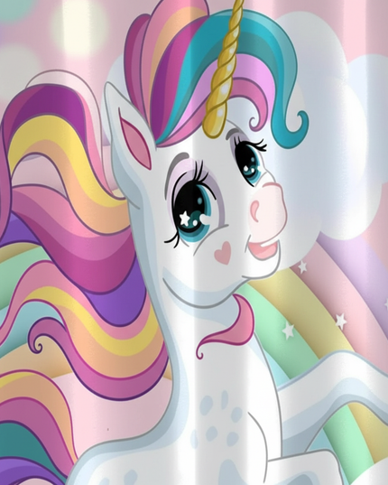 cartoon unicorn curtains - detail