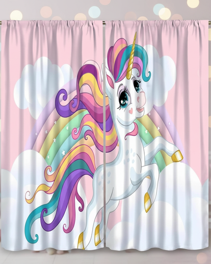 cartoon unicorn curtains - lifestyle