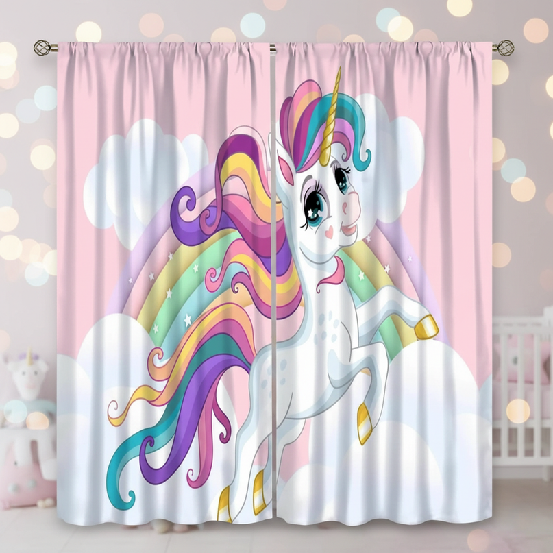 cartoon unicorn curtains - lifestyle
