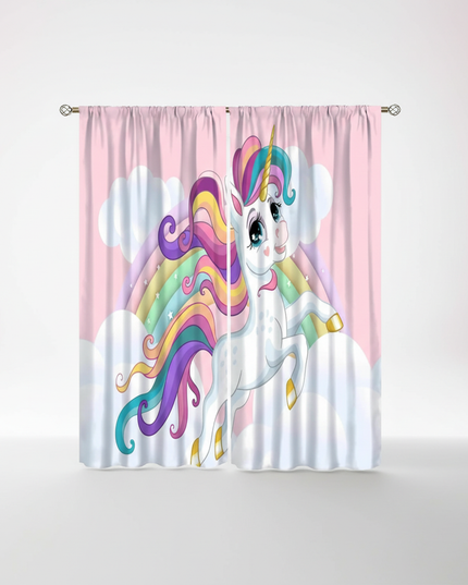 cartoon unicorn curtains - white-bg