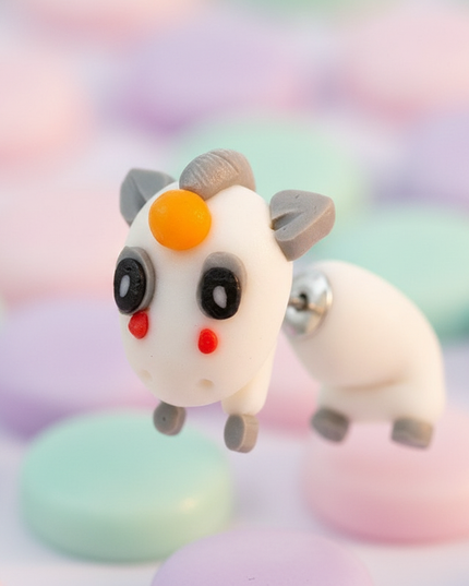 cartoon unicorn earrings - detail