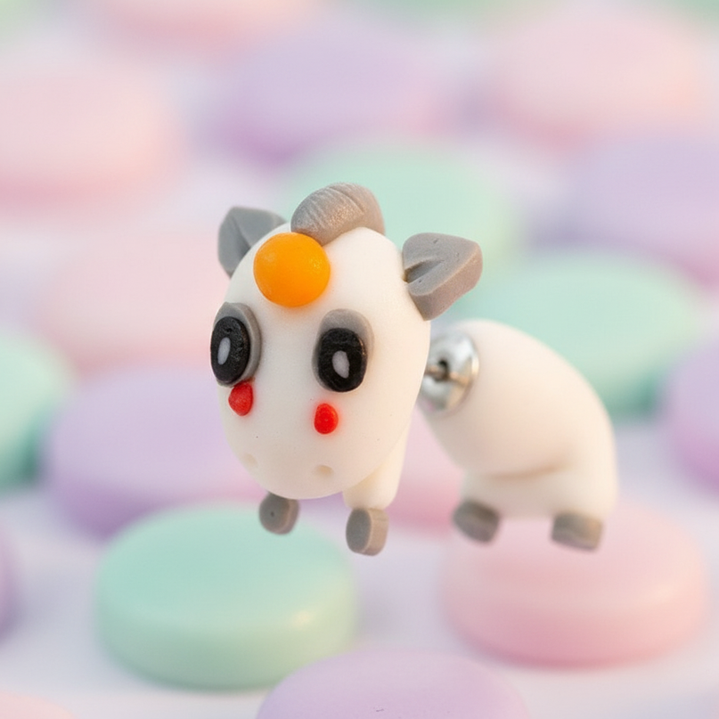 cartoon unicorn earrings - detail
