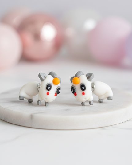 cartoon unicorn earrings - lifestyle