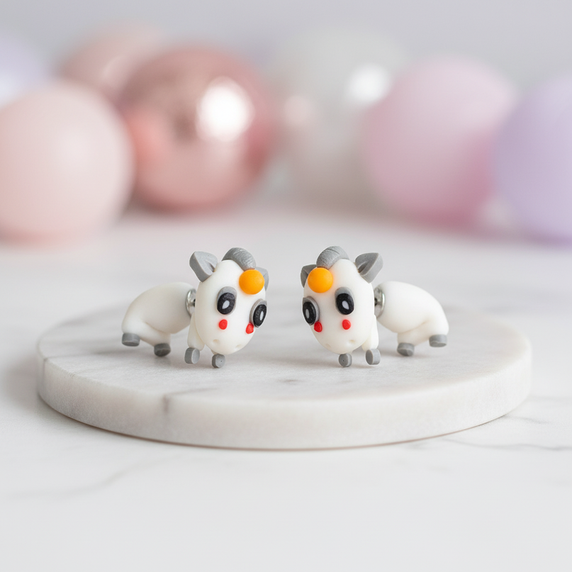 cartoon unicorn earrings - lifestyle