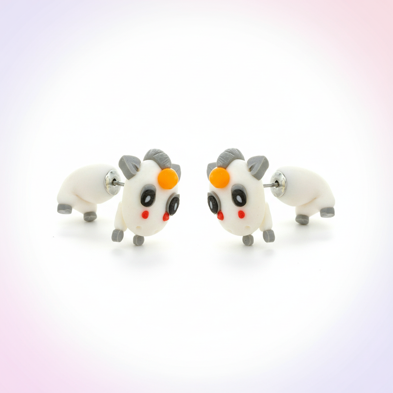 cartoon unicorn earrings - white-bg