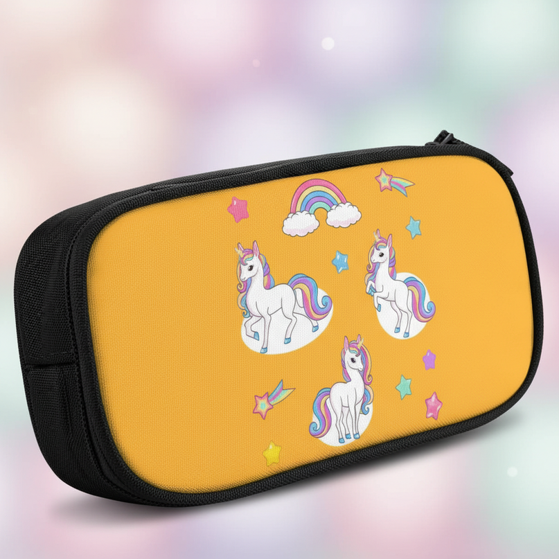 cartoon unicorn pencil case - detail