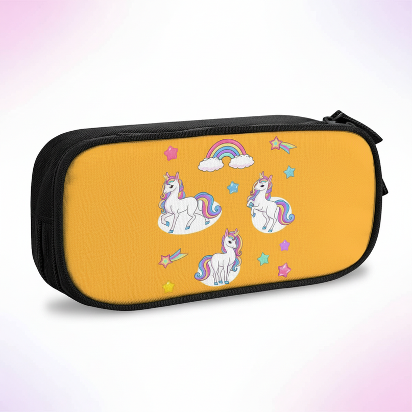 cartoon unicorn pencil case - white-bg