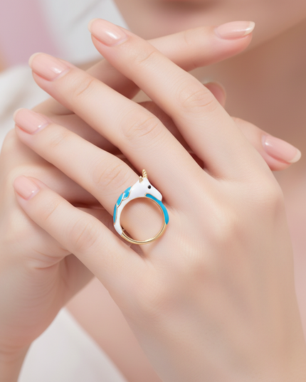 cartoon unicorn ring - in-use