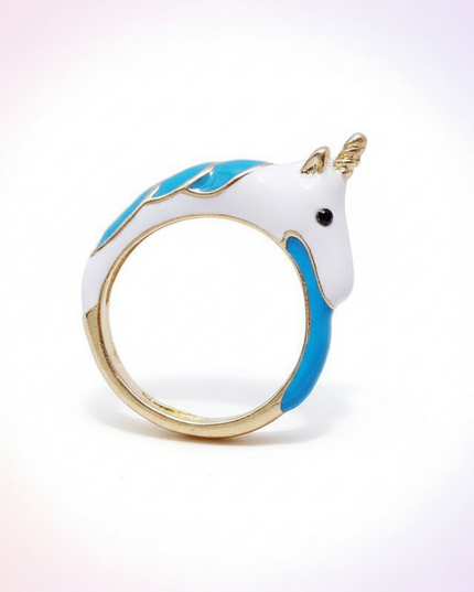 cartoon unicorn ring - white-bg