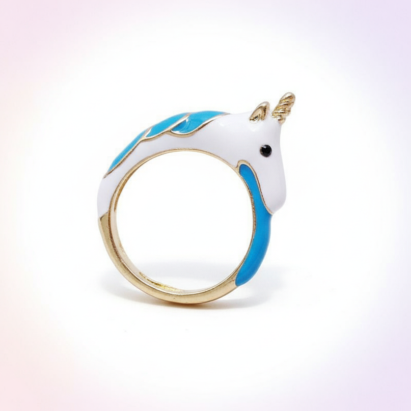 cartoon unicorn ring - white-bg