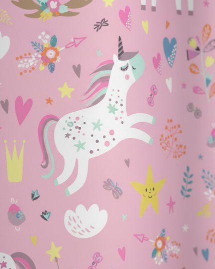 cartoon unicorn shower curtain - detail
