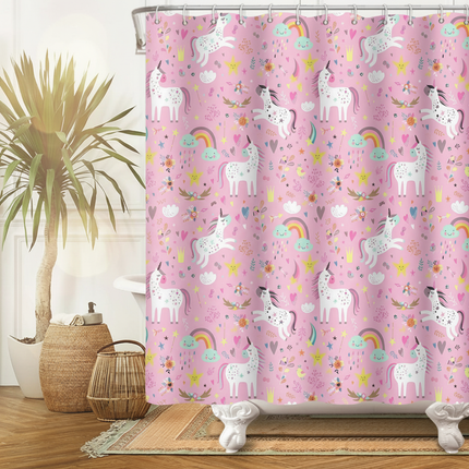 cartoon unicorn shower curtain - lifestyle
