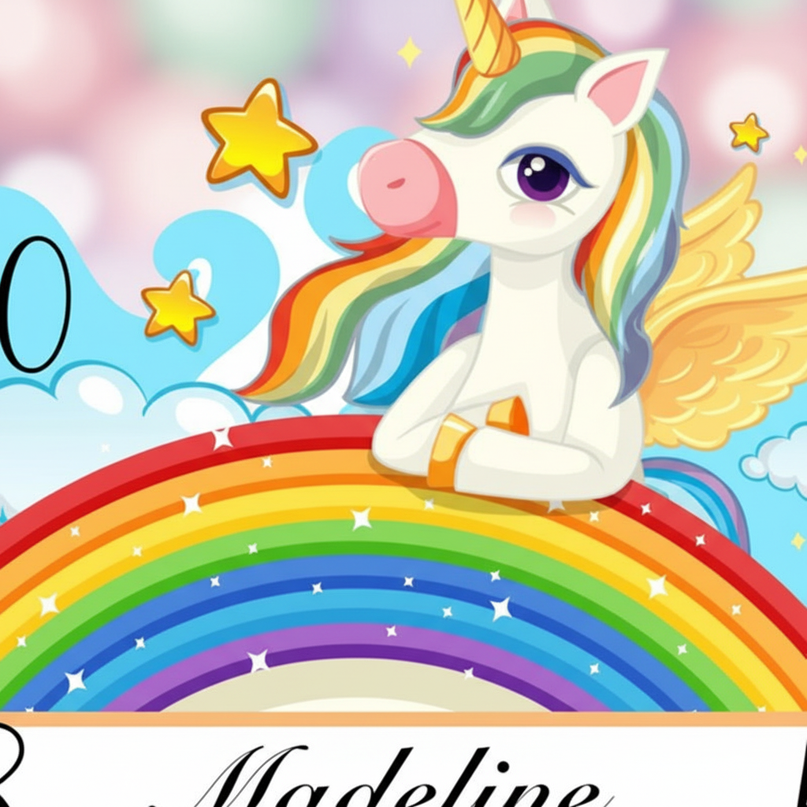 cartoon unicorn wall clock - detail