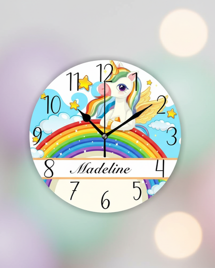 cartoon unicorn wall clock - lifestyle