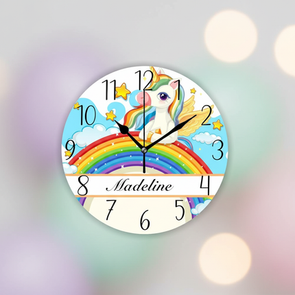 cartoon unicorn wall clock - lifestyle