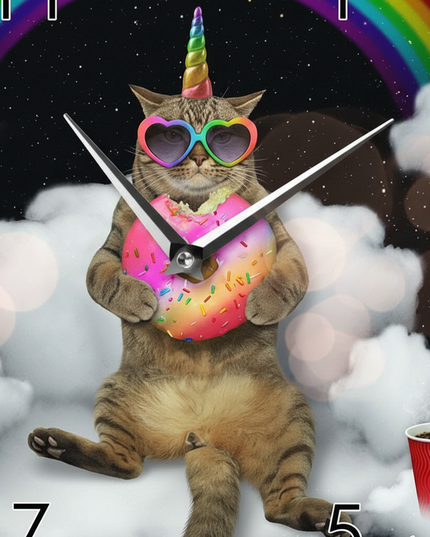 cat unicorn clock - detail