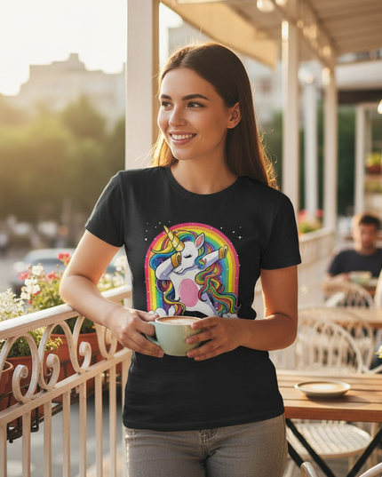cat unicorn shirt - in-use