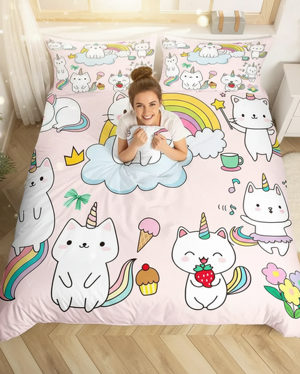 caticorn pattern bedding - in-use