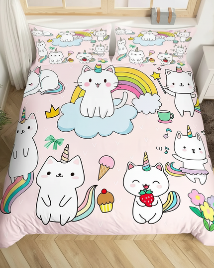 caticorn pattern bedding - lifestyle