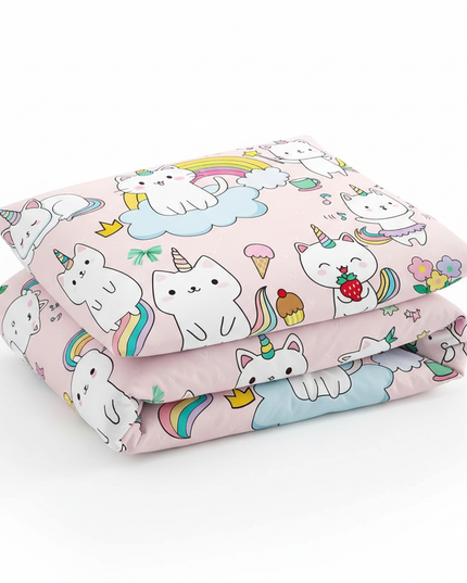 caticorn pattern bedding - white-bg