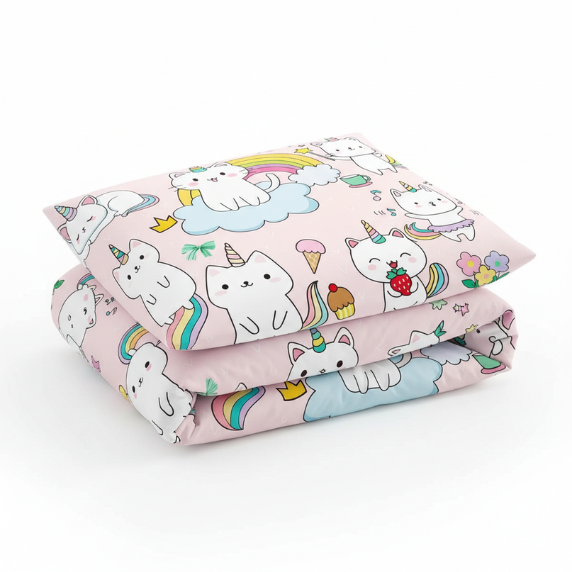 caticorn pattern bedding - white-bg