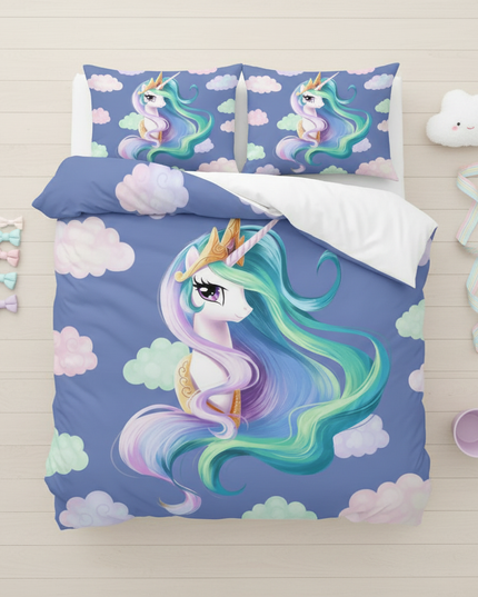 celestial princess unicorn bedding - flat-lay