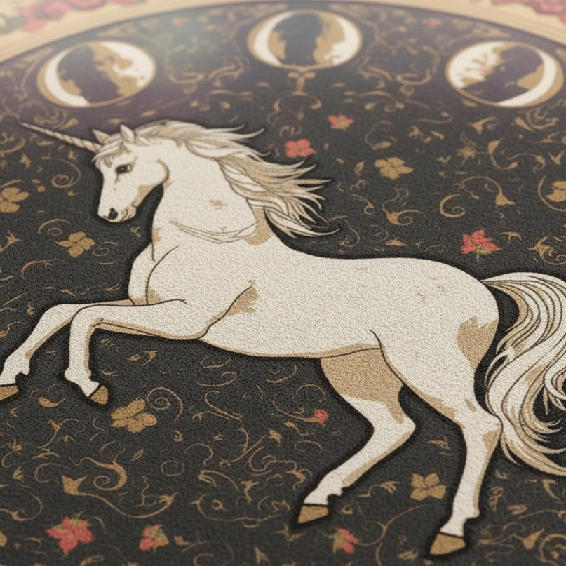 celestial unicorn rug - detail