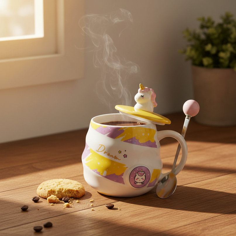 ceramic unicorn mug - lifestyle