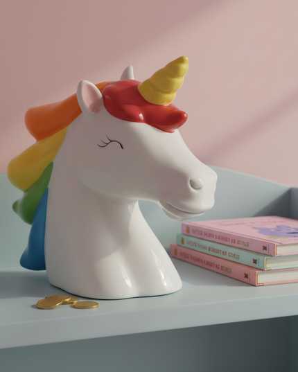 ceramic unicorn piggy bank - lifestyle