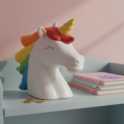 ceramic unicorn piggy bank - lifestyle