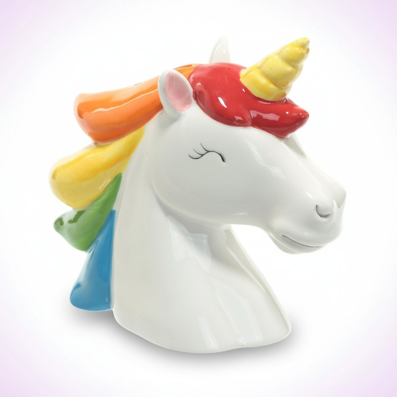 ceramic unicorn piggy bank - white-bg
