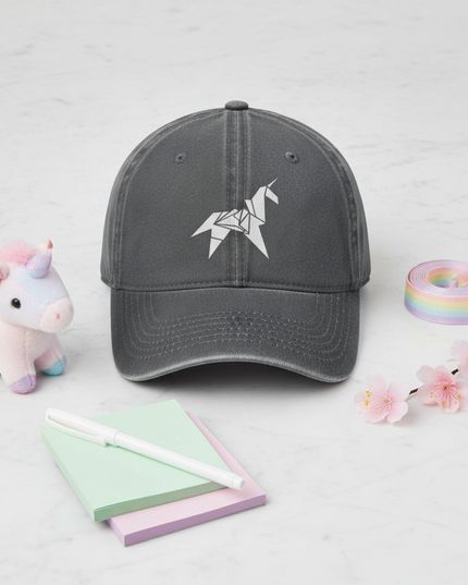 charcoal unicorn cap - flat-lay