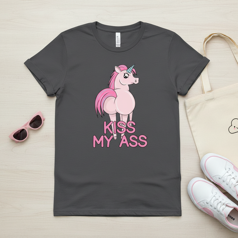 charcoal unicorn shirt - flat-lay