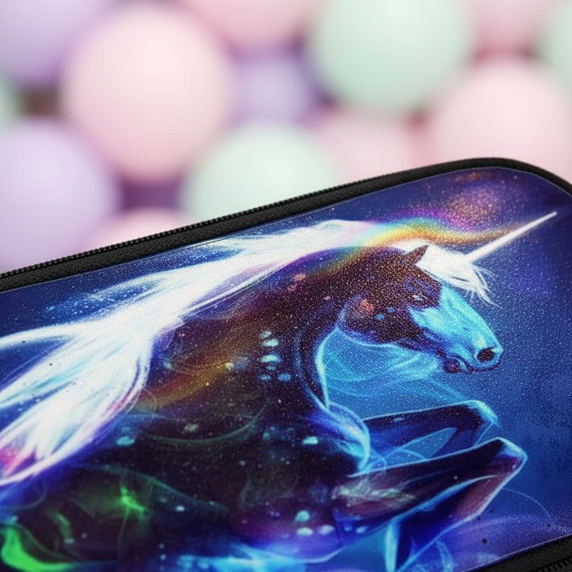 charging unicorn pencil case - detail