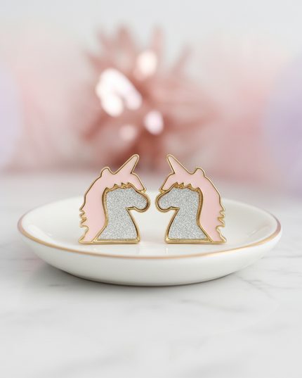 charming unicorn earrings - lifestyle