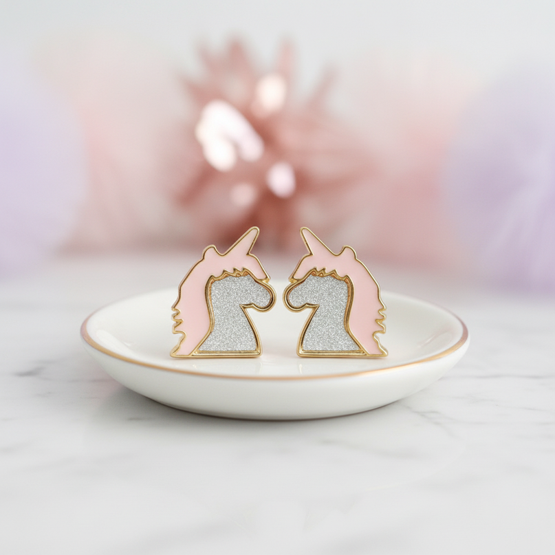 charming unicorn earrings - lifestyle