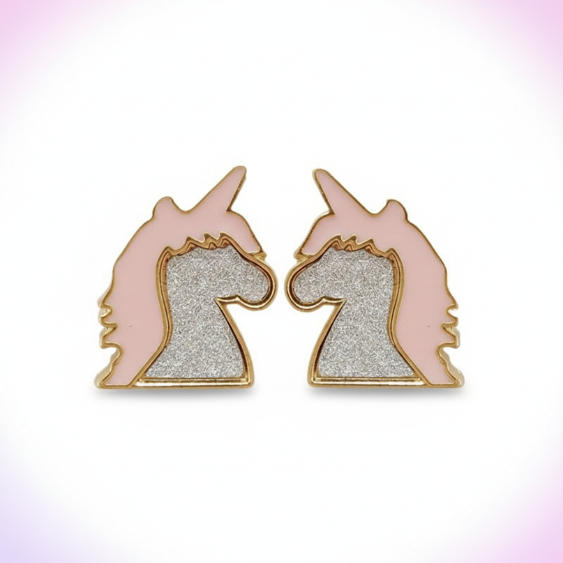 charming unicorn earrings - white-bg