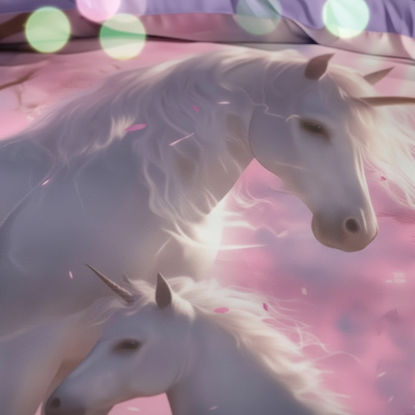 cherry blossom mare unicorn bedding - detail