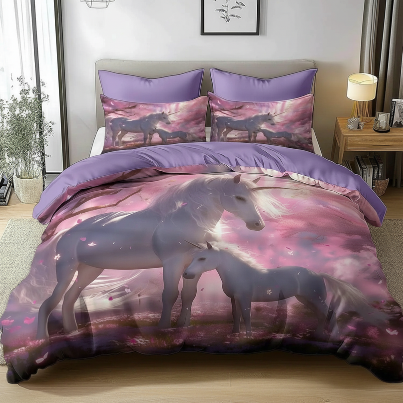cherry blossom mare unicorn bedding - lifestyle