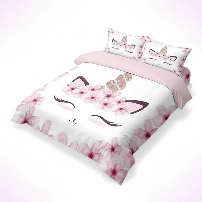 cherry blossom unicorn bedding - white-bg