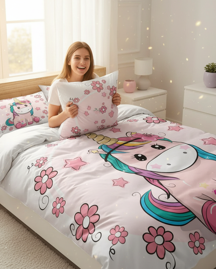 chibi flower unicorn bedding - in-use
