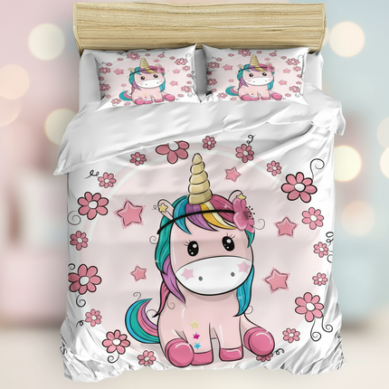 chibi flower unicorn bedding - lifestyle
