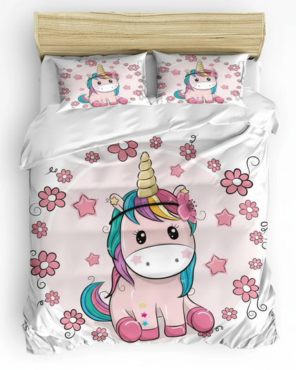chibi flower unicorn bedding - white-bg