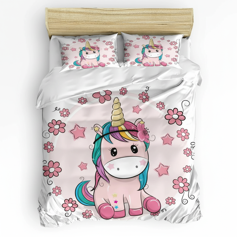 chibi flower unicorn bedding - white-bg