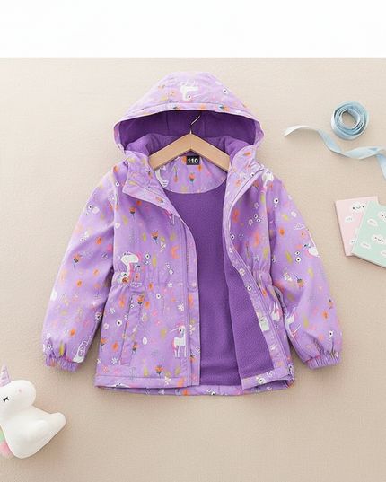 childrens unicorn coat - flat-lay